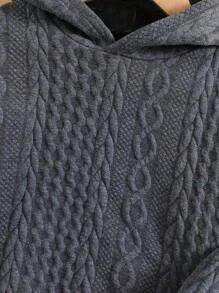 SHEIN Young Boy Solid Hoodie - Grey - View 5