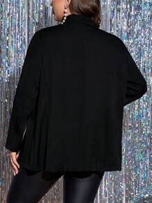 SHEIN LUNE Hơn Giáng sinh Ngọc trai đính cườm Nút đôi Áo vest - màu đen - Xem 2