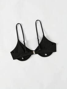 SHEIN Swim Summer Beach Rib Underwire Bikini Top - Black - View 2