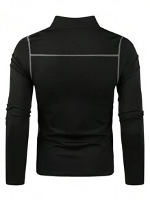 Manfinity Sport Corelite 男士頂針1/4拉鍊運動夾克 - 黑色 - 查看 2