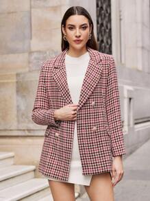 EURMUSE Blazer con patrón geométrico de doble botonadura