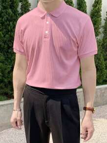 Manfinity Homme Men Solid Ribbed Knit Polo Shirt