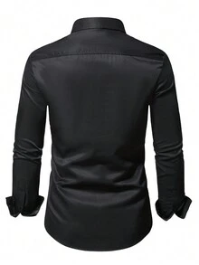 Manfinity Mode Men Plaid Print Button Up Shirt - Black - View 2