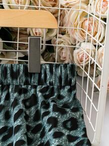 SHEIN LUNE Hơn In hoa Báo Eo đàn hồi Váy kèn đồng - màu xanh lá - Xem 3