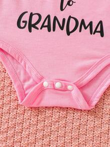 萬用字母印花櫻桃粉寶寶連身衣，四季可穿 - 粉色 - 查看 5