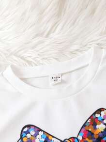 Sparklyn Tween Girl Letter Graphic Bow Front Pullover & Leggings - Multicolor - View 3