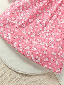 SHEIN Cô Gái Trẻ In hoa Ditsy Viền Ruffle tay áo lá sen Đầm - Nhiều màu - Xem 3