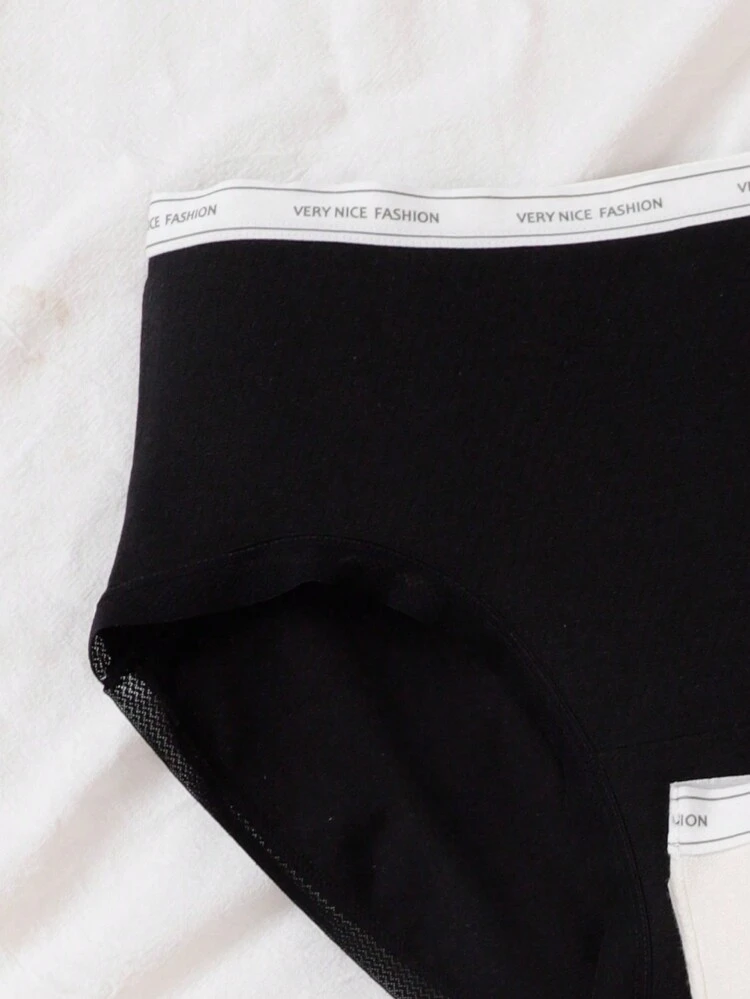 Teen Girl 3pcs Lace Trim Ribbed Knit Contrast Lace Brief