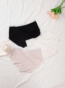 Teen Girl 3pcs Lace Trim Ribbed Knit Contrast Lace Brief - Multicolor - View 2