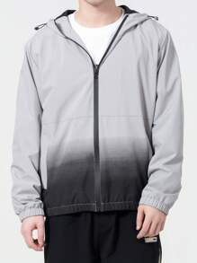 Manfinity Sport Corelite Men Gradient Zip Up Drawstring Hooded Sports Jacket Workout Tops