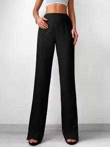 Jednolity Rozcięty brzeg Spodnie z prostymi nogawkami