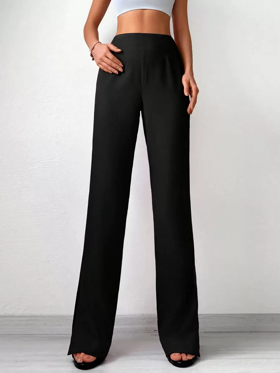 Jednolity Rozcięty brzeg Spodnie z prostymi nogawkami