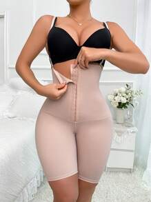 Hook And Eye Shapewear Bodysuit Without Liner - Apricot - View 3
