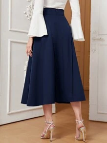 Modelyn Women's Solid Color Elegant A-Line Skirt For Commuting