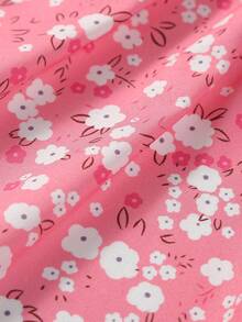 SHEIN Cô Gái Trẻ In hoa Ditsy Viền Ruffle tay áo lá sen Đầm - Nhiều màu - Xem 5