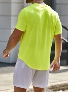 Manfinity Sport Corelite Men Letter Graphic Sports Tee - Green - View 2