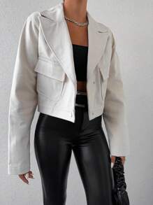 EURMUSE Flip-pocket Short Jacket - Beige - View 5