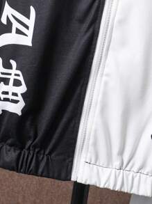 Tween Boy Two Tone Letter Graphic Hooded Jacket & Sweatpants Without Tee - Multicolor - View 6