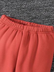 Young Boy 3D Ear Design Zip Up Thermal Lined Hoodie & Sweatpants - Brown - View 7