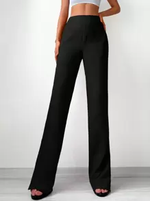 Jednolity Rozcięty brzeg Spodnie z prostymi nogawkami