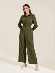 Mulvari Mono camisero unicolor con botón delantero