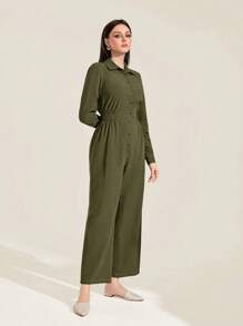 Mulvari Mono camisero unicolor con botón delantero