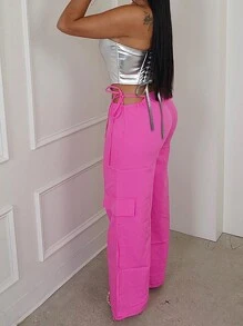 金屬質感不對稱下擺抹胸上衣 - 銀色 - 查看 2