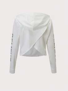 Easithlete 3Pcs Letter Graphic Sports Set Gym Clothes Workout Clothes,Women Tennis Outfit - Black and White - View 2