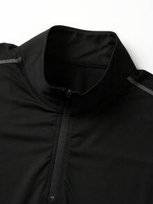 Manfinity Sport Corelite 男士頂針1/4拉鍊運動夾克 - 黑色 - 查看 3