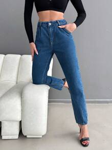 Vouw geplooid Momjeans