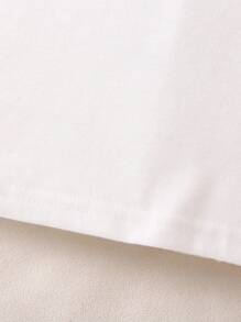 SHEIN Young Girl Solid Contrast Mesh Ruffle Trim Tee