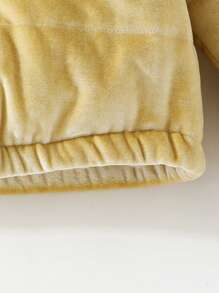 Baby Girl Zip Up Velour Padded Coat - Gold - View 4