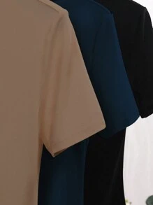 SHEIN LUNE 3 件套高领纯色 T 恤图案 T 恤女式上衣 - 彩色 - 查看 3