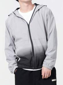 Manfinity Sport Corelite Men Gradient Zip Up Drawstring Hooded Sports Jacket Workout Tops