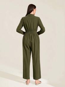 Mulvari Mono camisero unicolor con botón delantero