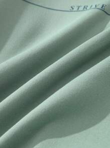 SHEIN Qutie Letter Graphic Drop Shoulder Thermal Lined Sweatshirt - Green - View 3