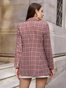 EURMUSE Blazer con patrón geométrico de doble botonadura