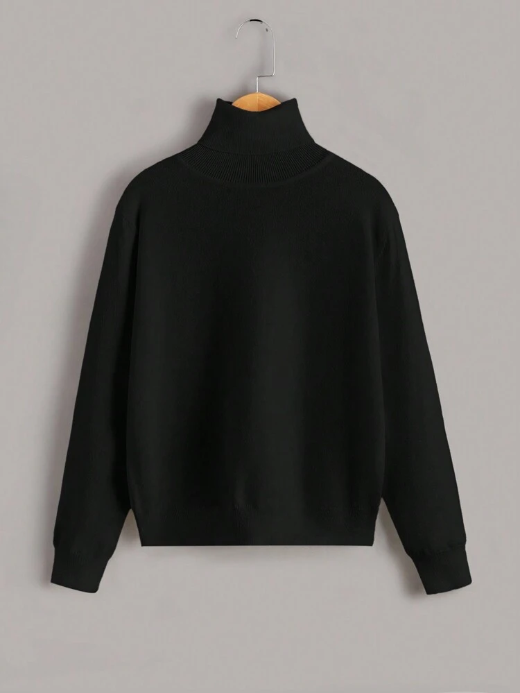 Maglione casual oversize a collo alto con maniche lunghe per ragazzi, taglie forti