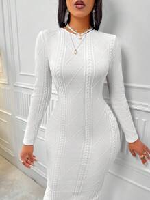 SOLERSUN Solid Backless Split Thigh Bodycon Dress Maxi Women Outfit - White - View 6