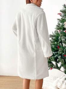 Muchica Cổ áo Nút đôi Áo khoác Teddy - trắng - Xem 2