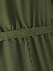 Teen Girl Solid Belted Shirt Jumpsuit