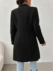 RueChic Shawl Collar Open Front Blazer - Black - View 2