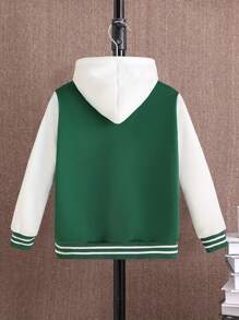 男大童字母貼布條紋飾邊學院風夾克無連帽衫 - 彩色 - 查看 2