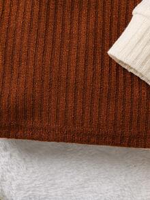 SHEIN 女小童2入組字母刺繡高領洋裝附腰帶 - 彩色 - 查看 4