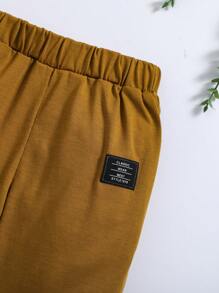 SHEIN 男小童撞色字母補丁細節T恤和運動褲 - 彩色 - 查看 8