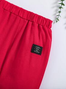 SHEIN Chico joven Pantalones deportivos con camiseta con parche de letra de color combinado - Multicolor - Ver 7