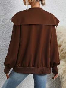 SHEIN Clasi Sailor Collar Zip Up Jacket Fall Cloth For Women