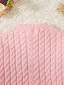 SHEIN Jersey jóven en contraste de peluche tejido de cable