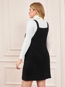 SHEIN Franclia Plus Plaid Print Zip Up Overall Dress Without Sweater - Multicolor - View 2