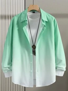 Manfinity Homme Men Ombre Button Up Shirt - Green - View 4